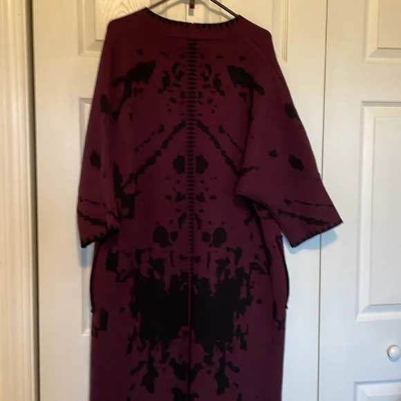 Simply couture sweater M/L cardigan coat front pocket 3/4 sleeves abstract print - Picture 10 of 11